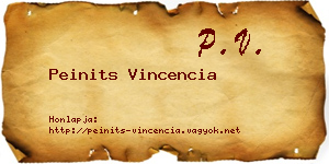 Peinits Vincencia névjegykártya